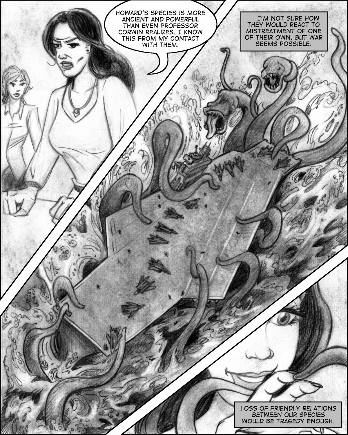 Giant tentacles attack an aircraft carrier!