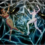 Naked Cleo and Tondelayo menaced by giant spiders!