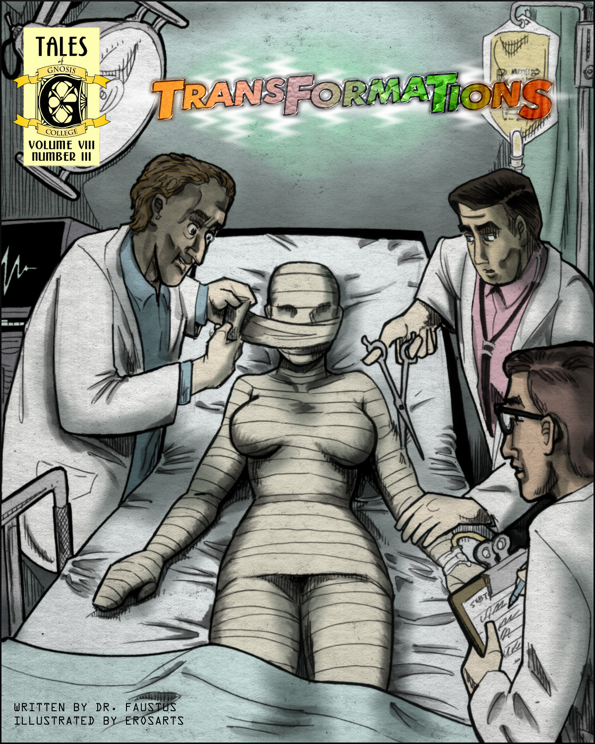 A shapely girl is transformed by mad science, but into what?
